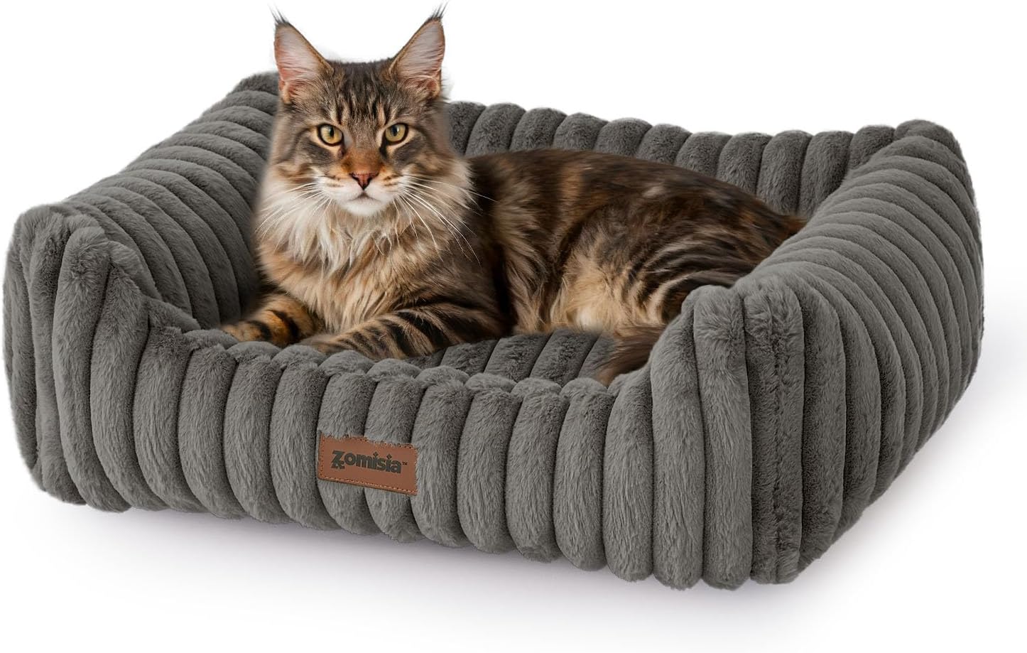 ZOMISIA Dog Bed Medium Size Dog - Large Rectangle Orthopedic Pet Bed with Fluffy Washable Cover and Anti-Slip Bottom, 30x24x9inches, Grey