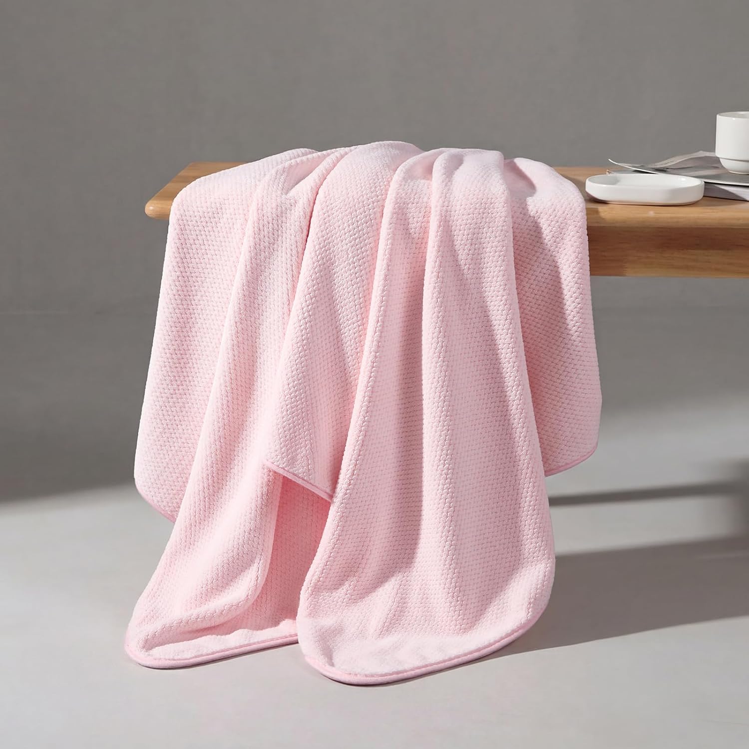 REDKISS 6 Piece Pink Towel Set, Extra Large Microfiber Bathroom Towels Set, 2 Bath, 2 Hand, 4 Washcloths, Super Soft, Highly Absorbent, Quick Dry Pink Towels for Bathroom, Gym, Spa & Hotel