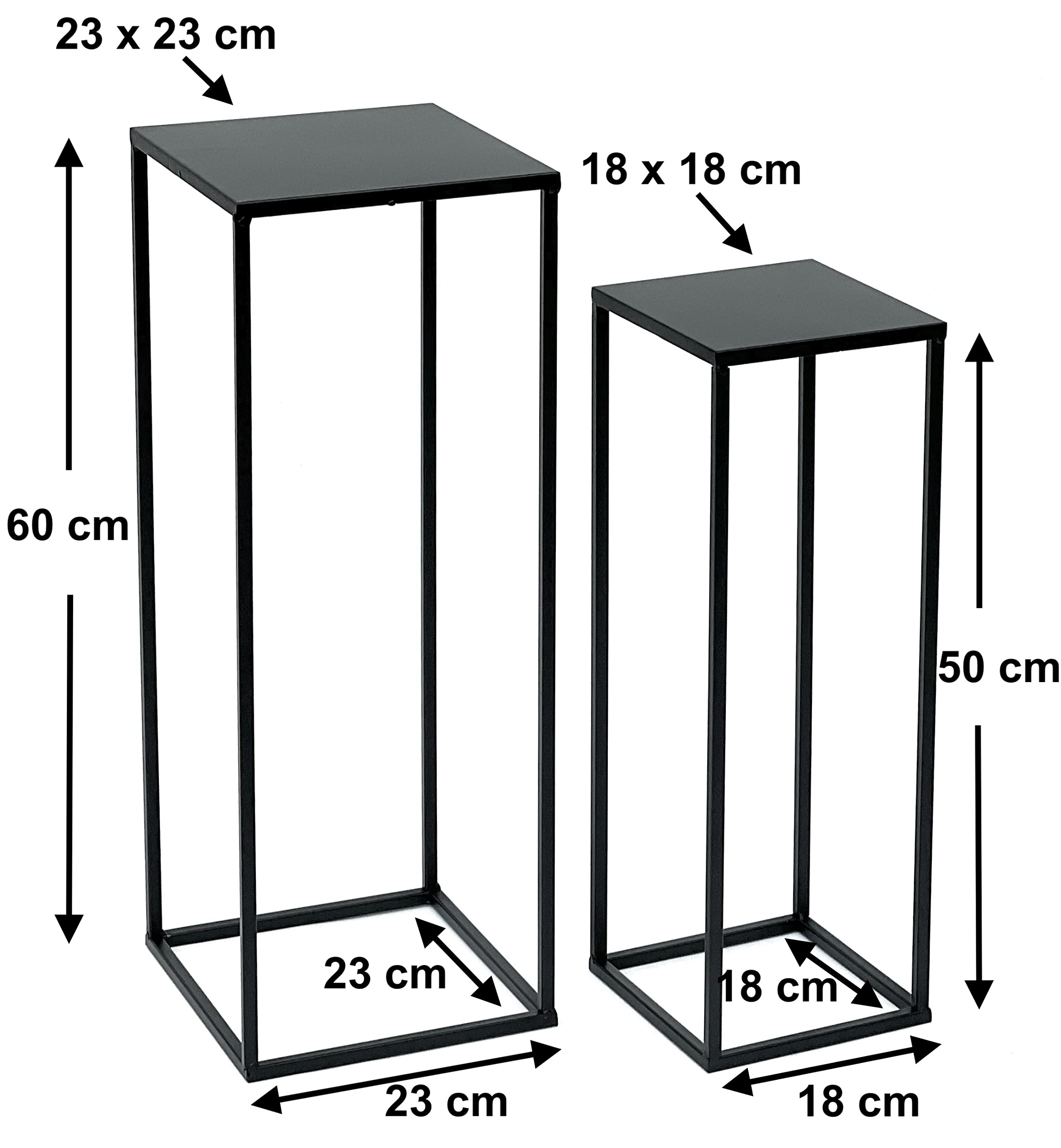 DanDiBo Blumenhocker Metall Schwarz Eckig Blumenständer Beistelltisch 96315 2er Set Blumensäule Modern Pflanzenständer Pflanzenhocker