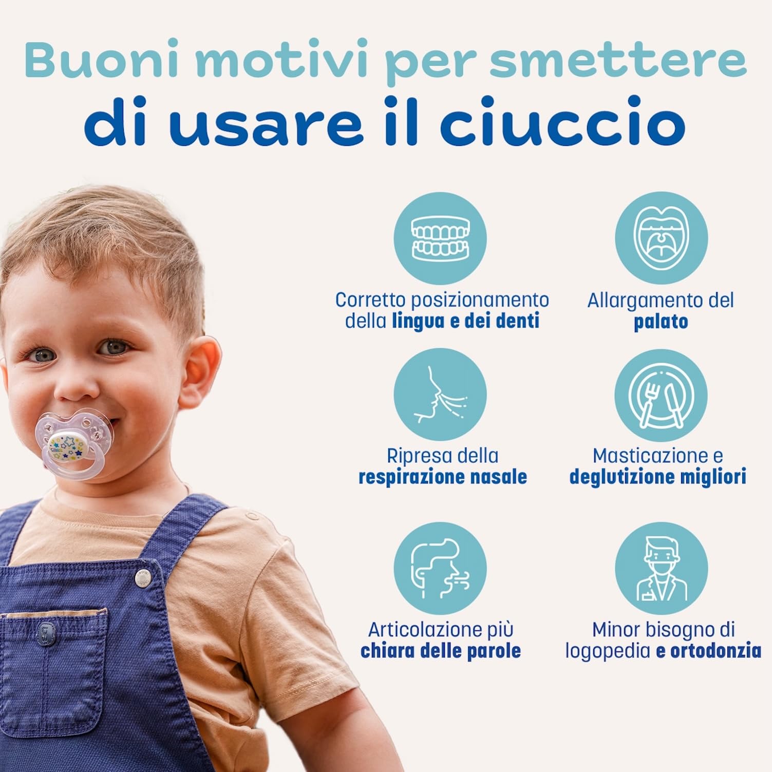 CLIPP Kit - Ciuccio per lo svezzamento Stelle + 5 anelli per lo svezzamento graduale - Svezzamento a tappe, facile e delicato - Dispositivo brevettato - Prodotto in Francia - A partire dai 2 anni