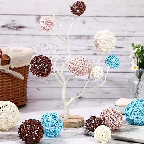 Miniatura 4 de SANNIX 16 piezas de jarrón de mimbre para el Día de San Patricio, bolas decorativas para cuencos, bolas de ratán verde para decoración de primavera