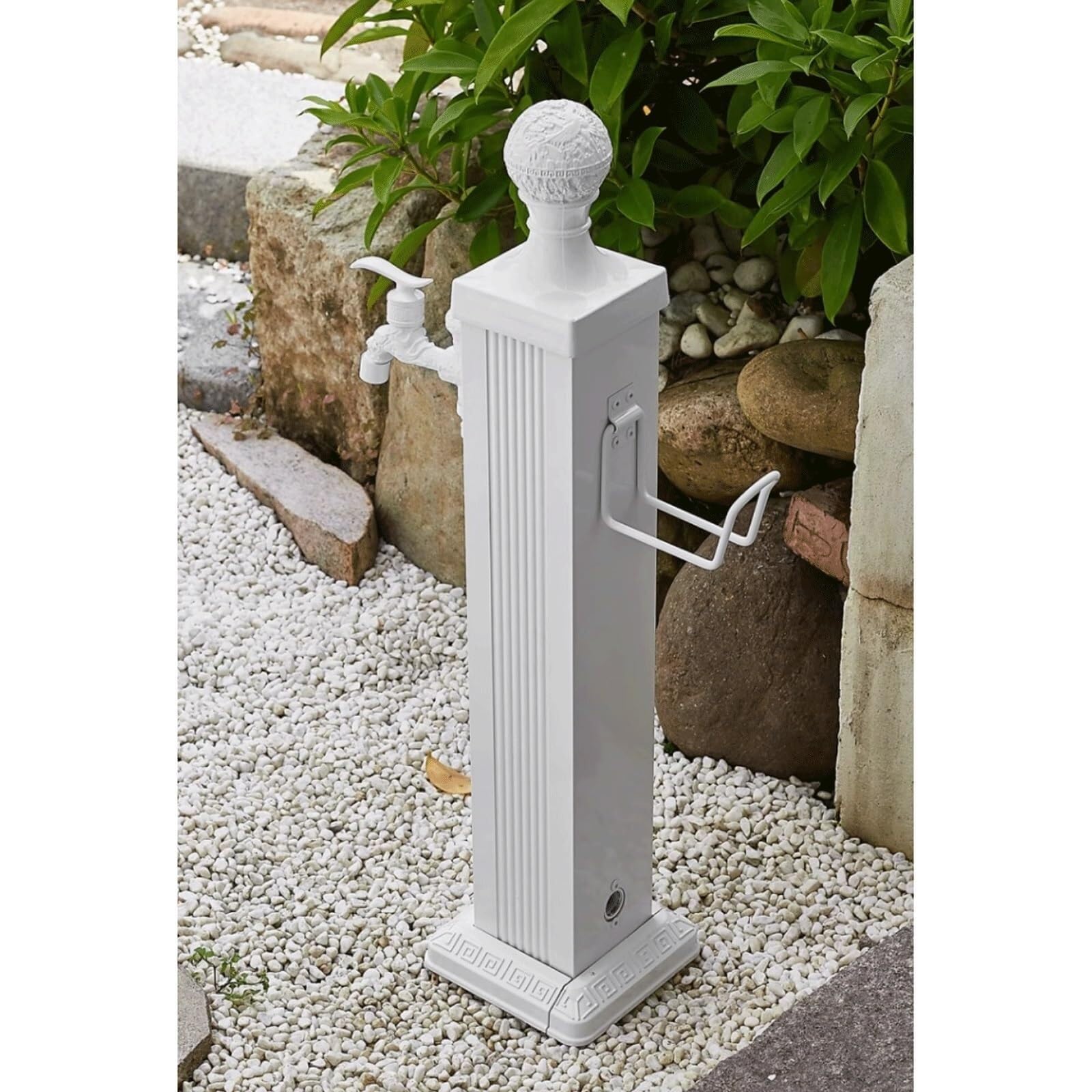 Columna de agua cuadrada de aluminio anticongelante para exteriores, soporte decorativo para manguera de fuente de jardín con hidrante vertical, 44.9 pulgadas