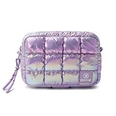 Quilted Cosmetic Bag Puffer Makeup Bags Crossbody Purses for women Cute Travel Toiletry Bag for Women Dazzling Light