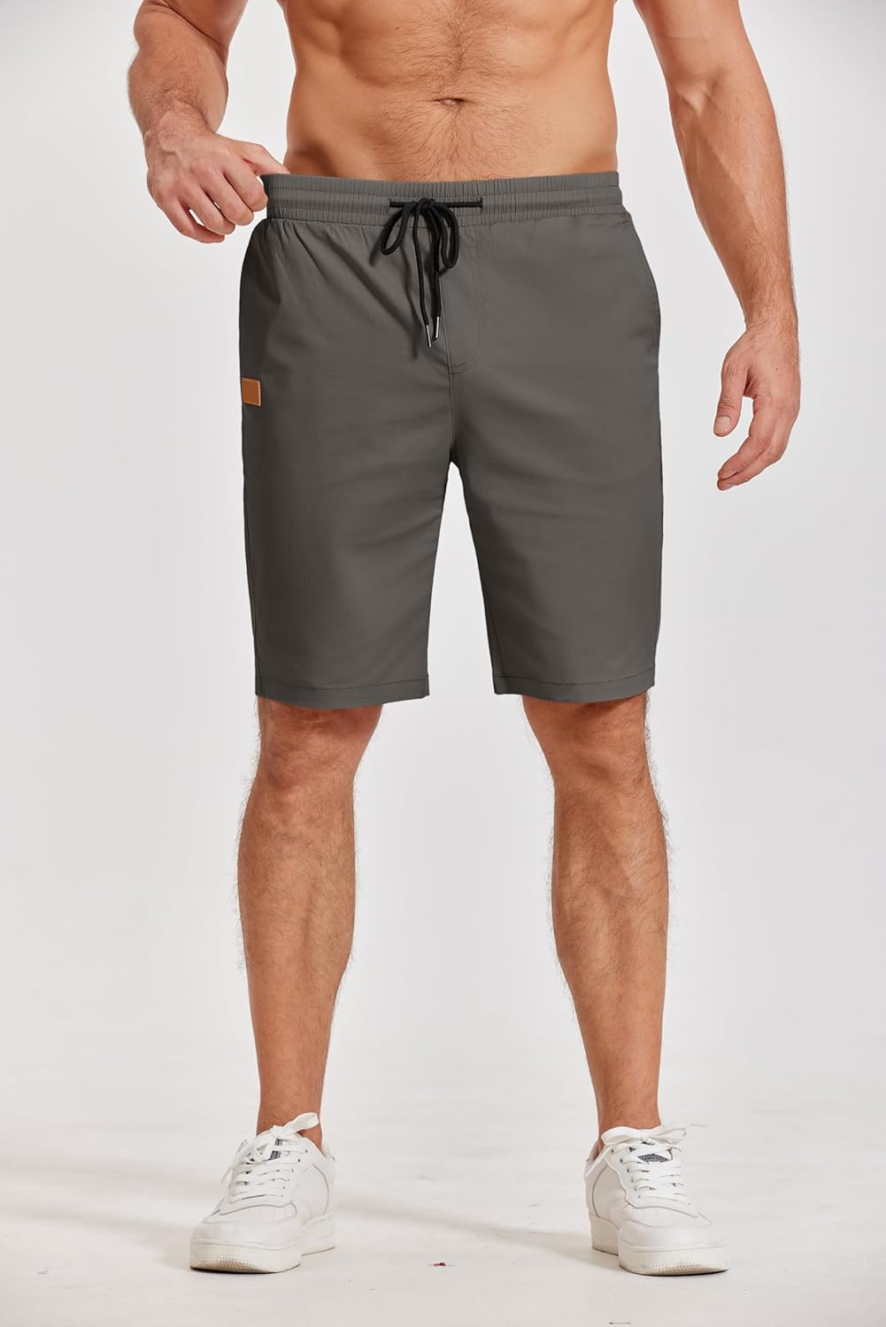 COOFANDY Mens Casual Shorts Cotton Elastic Waist Drawstring Shorts Lightweight Summer Beach Shorts - Image 3