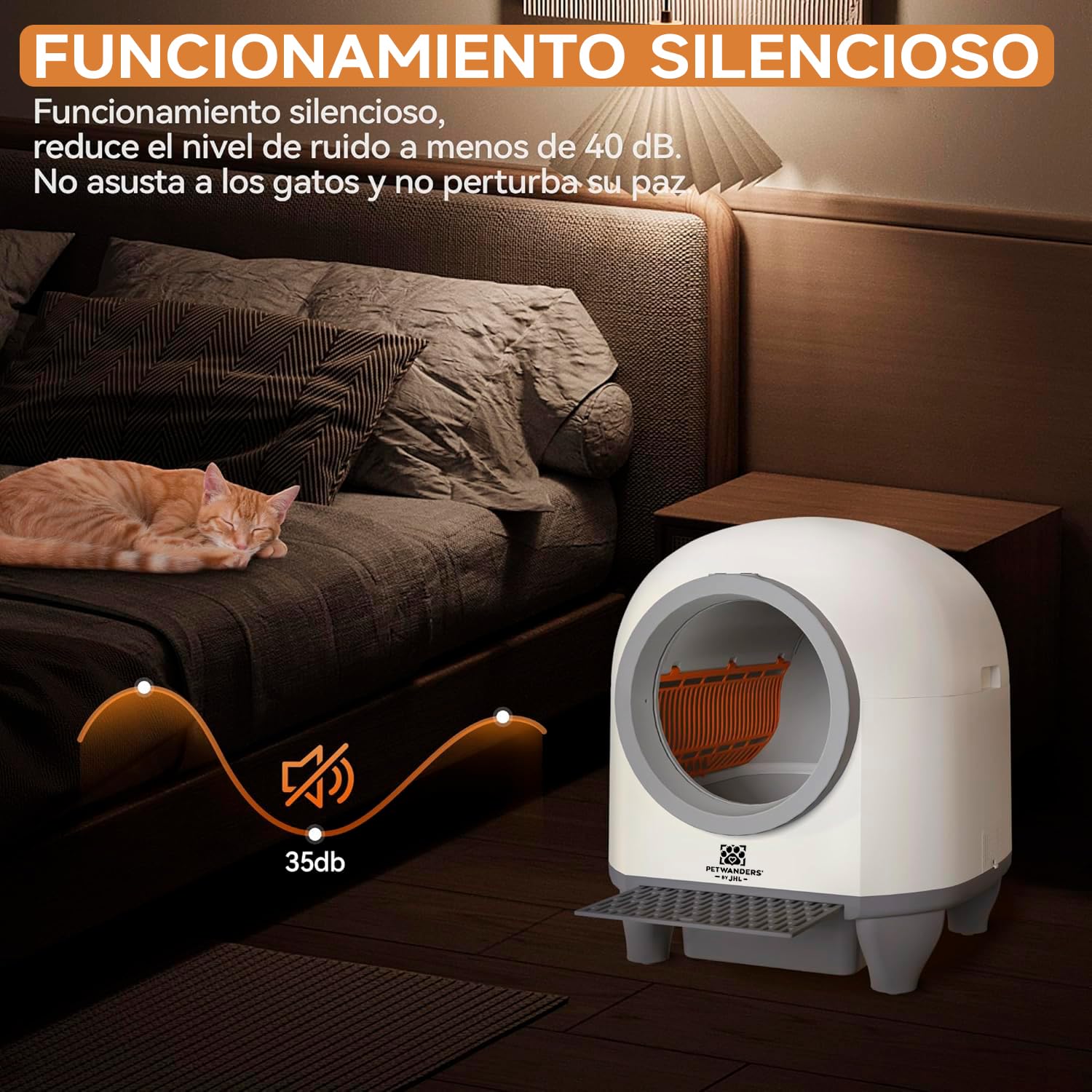 PetWanders Arenero Automático Caixa de Areia para Gatos Autolimpiable con App, 10 Sensores de Seguridad, Gran Capacidad 90L, sin Olores, Compatible con Todo Tipo de Arena