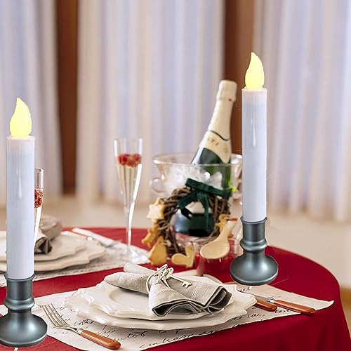 Miniatura 6 de Velas de ventana a pilas del atardecer al amanecer, velas de ventana que funcionan con pilas con temporizador, velas cónicas de batería parpadeantes