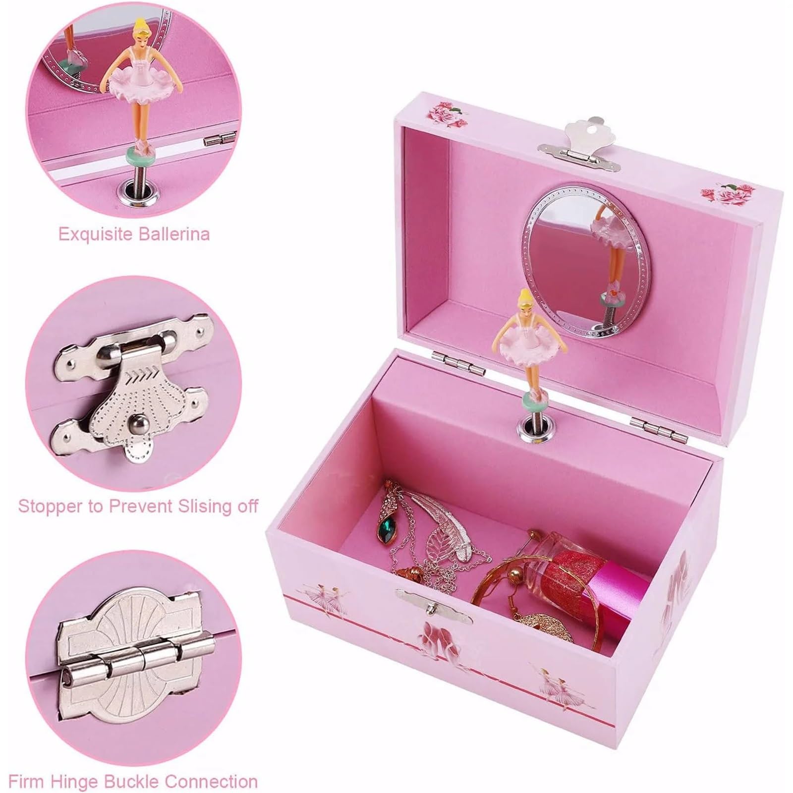 Generisch Caja de música de ballet de 5 a 6 pulgadas, organizador de almacenamiento manual con cajón, el regalo perfecto para niñas (L)