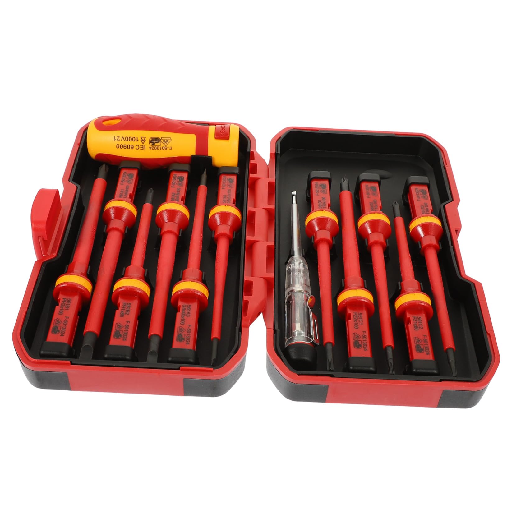 Set di 13 Cacciaviti Isolati Vde per Elettricista Punte Torx a Taglio in Acciaio Vanadio, Manico Ergonomico e Custodia per Lavori di Riparazione Sicuri
