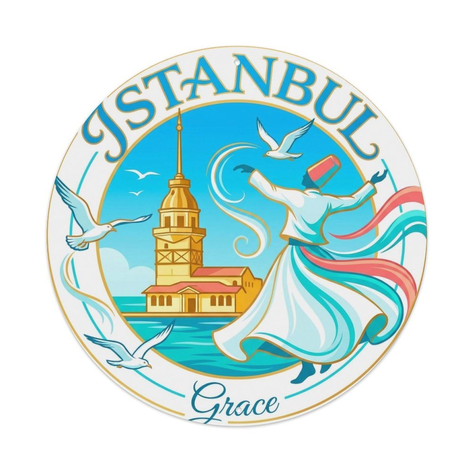 Vintage Travel Istanbul Turkey Grace Metal Tin Sign