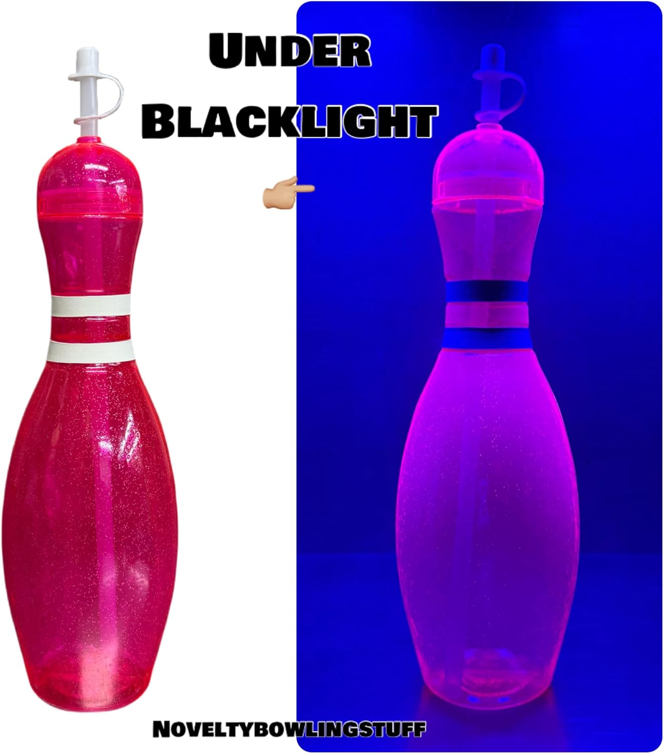Large Bowling Pin Water Bottles Pink - 6 Pack