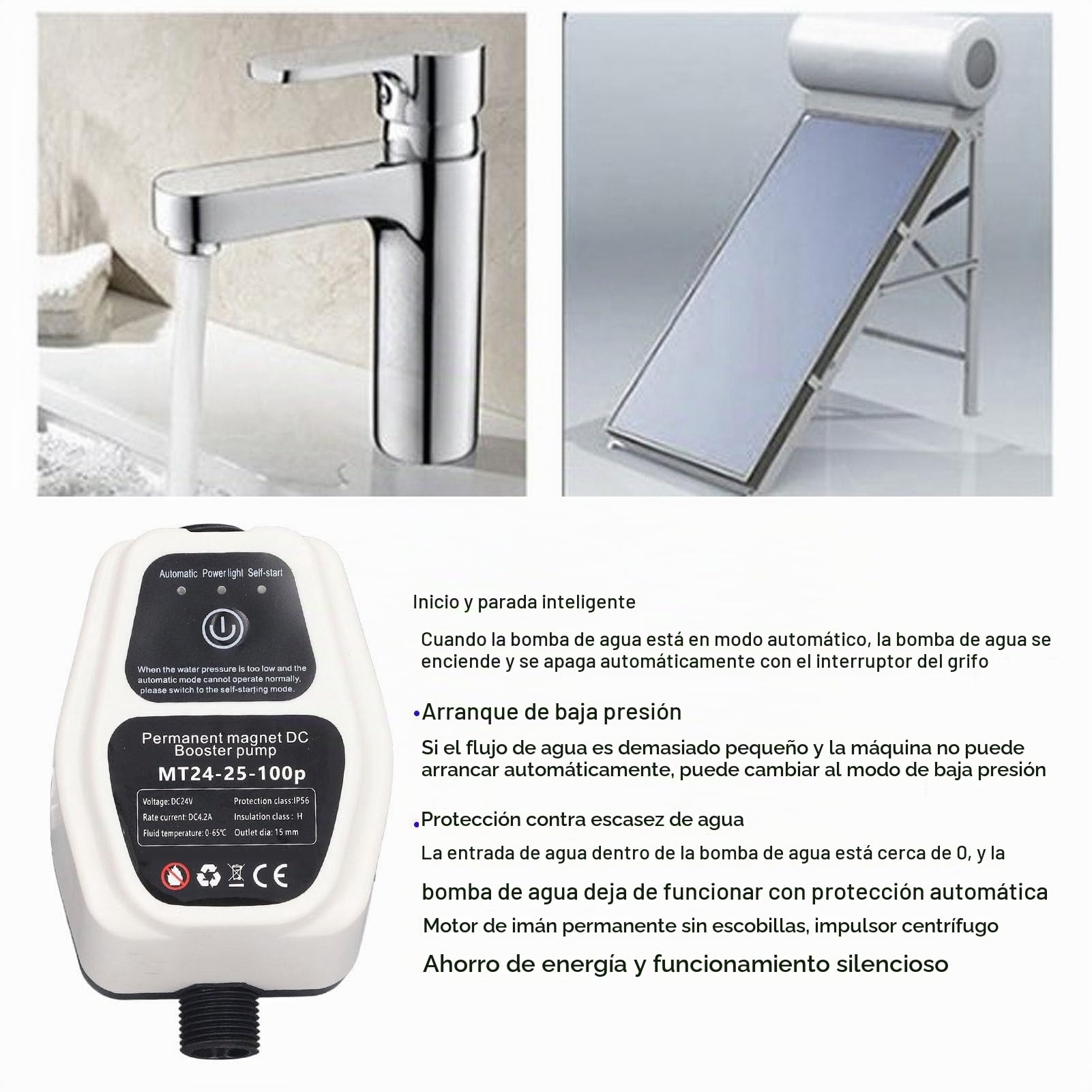 Aumento de la Bomba de Presión de Agua, Bomba de Bomba de Bomba de Presión de Agua 24 V Aumento de la Bomba de Refuerzo de Presión de Agua Automática, para la Cocina de la Cocina