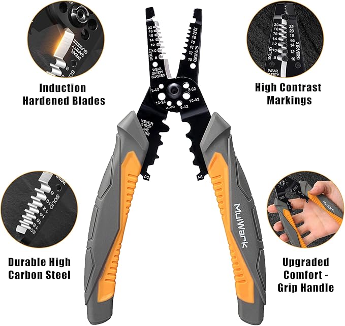 MulWark Alicate Crimpeador 3 en 1, 8 Pulgadas, Automático, Pelacables miniatura 5