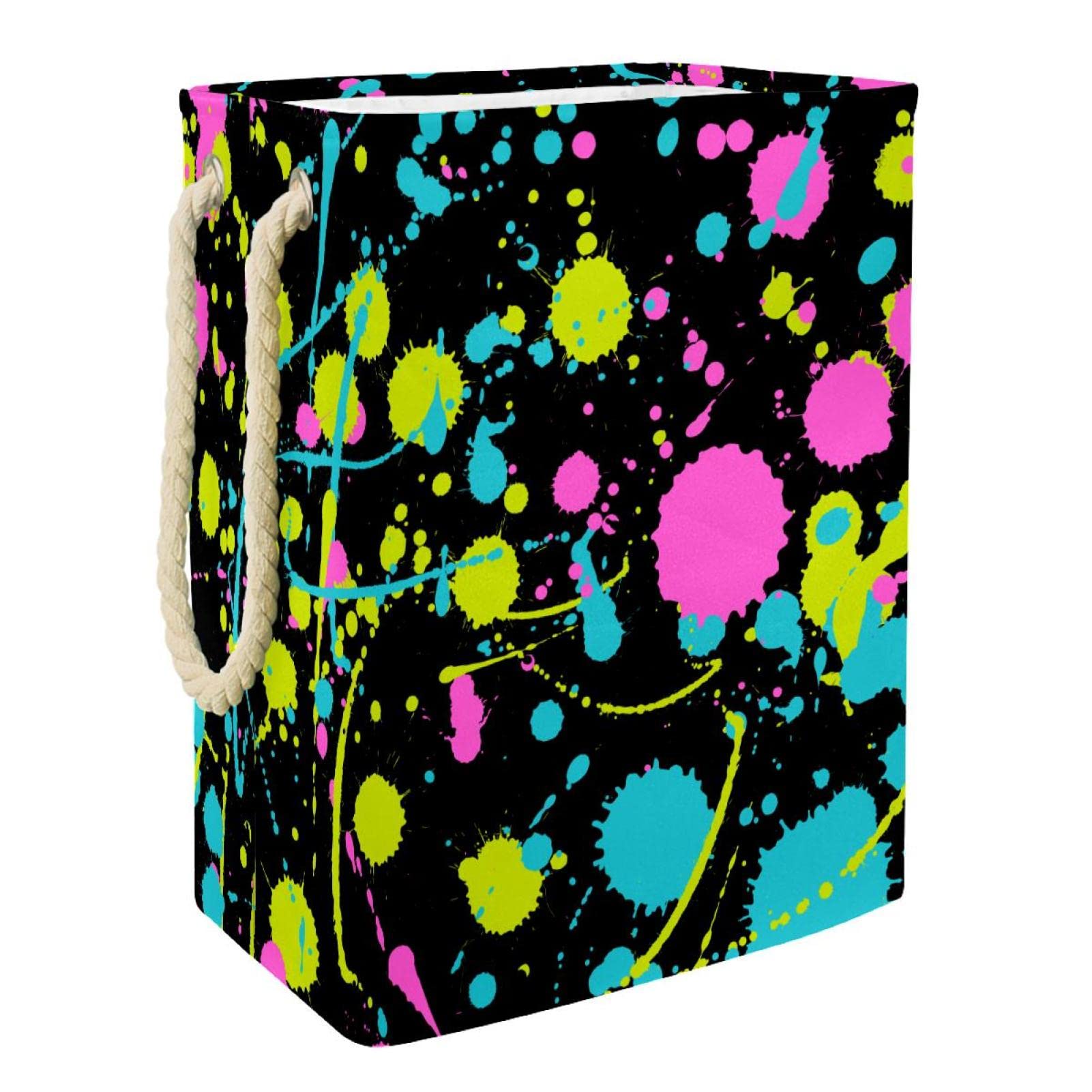 Panier à linge personnalisé grand format à motifs d'éclaboussures colorées pour chambre