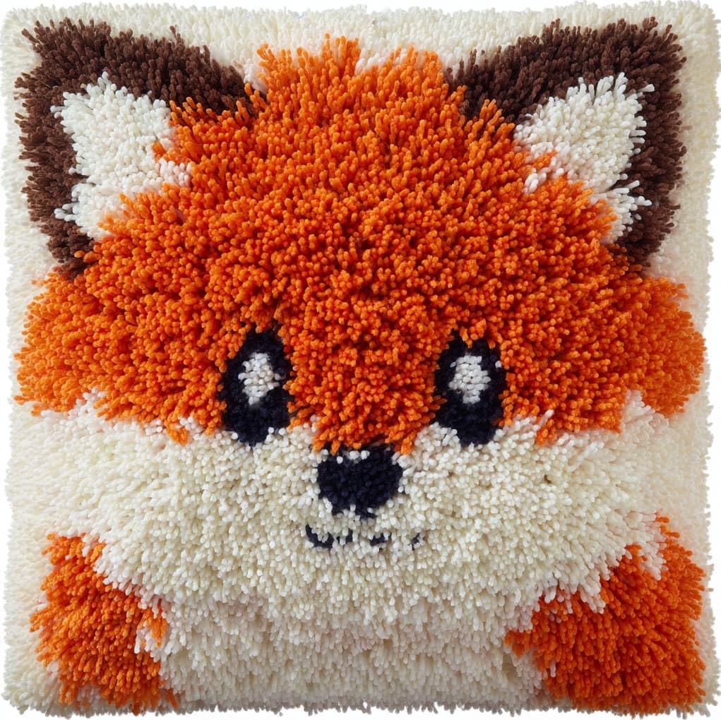WallustrioaW Latch Hook Cushion kit 43x43cm,Cute Cartoon Fox