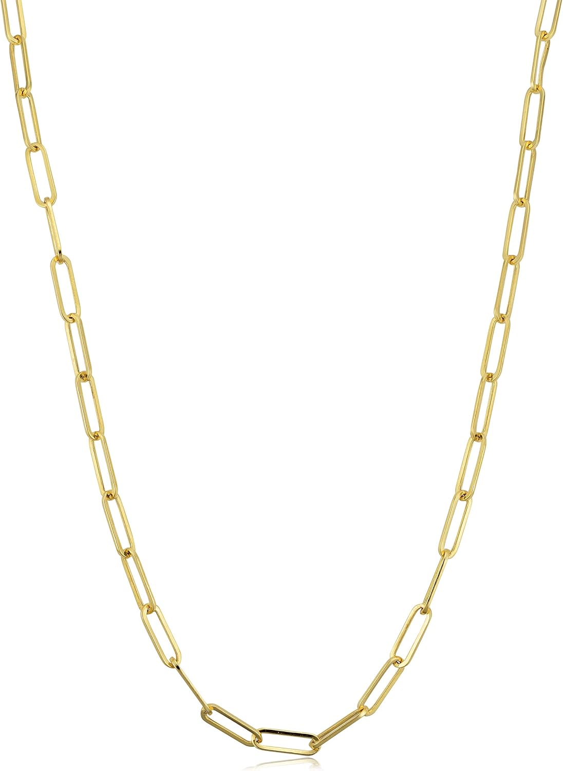 Kooljewelry Womens Chain Classic - 14k Yellow Gold Polished Paperclip Chain Necklace