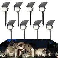 VOLISUN Solar Spotlight Outdoor, IP67 Waterproof Solar Landscape Spot Lights，Uplights for Yard Garden Pathway - 8 Pack (Cool White) 27 LED 3 Lighting Modes