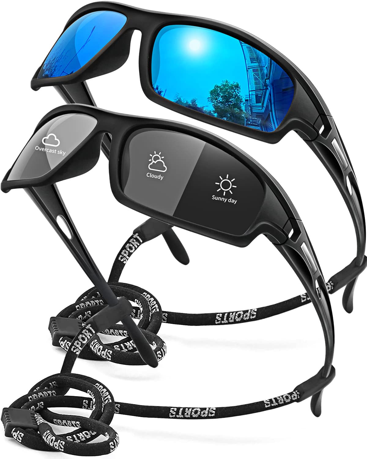 Gafas de sol deportivas polarizadas para hombre, 100% protección UV, irrompibles, para pesca, conducción, etc