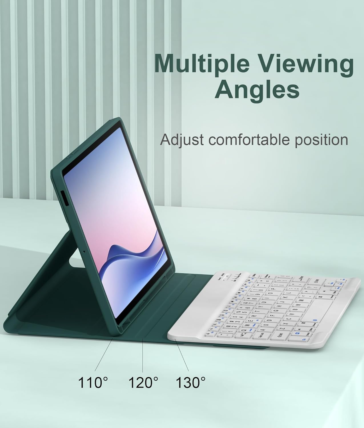 Case with Keyboard for Samsung Galaxy Tab S10 Lite / S10 FE / S9 FE 5G 10.9" / S9 11-Inch, [Support 3 System] Magnetic Detachable Wireless Keyboard for Galaxy Tablet, Dark Green