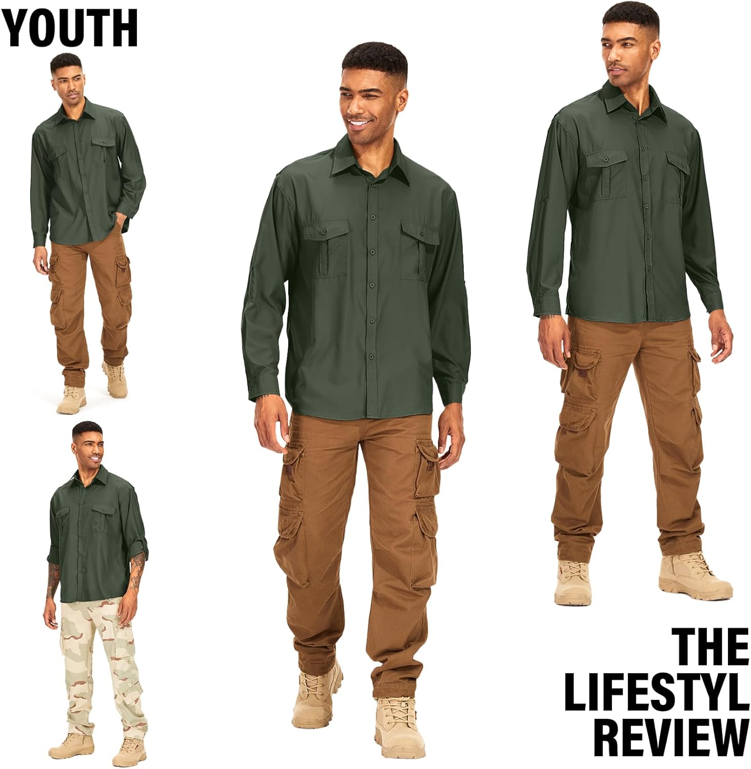 Men's Long Sleeve UV Sun Protection Shirt UPF 50+ Quick Dry Cooling Lightweight,Fishing Shirt for Safari Travel Camping Hiking(ArmyGreen S) - Image 6