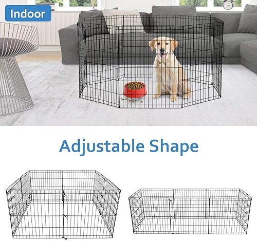 Miniatura 6 de XXFBag - Valla de alambre plegable de 48 pulgadas de alto para mascotas y perros, 8 paneles de metal para exteriores, interiores, caja de metal para