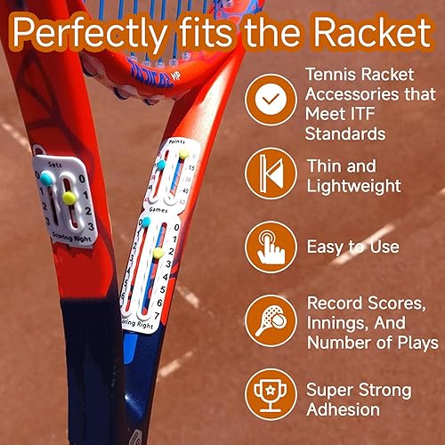 Miniatura 3 de 2 unidades de puntuación de tenis para raqueta, pickleball de montaje adhesivo, rastreador de puntuación de pádel, unido con adhesivo fuerte sin