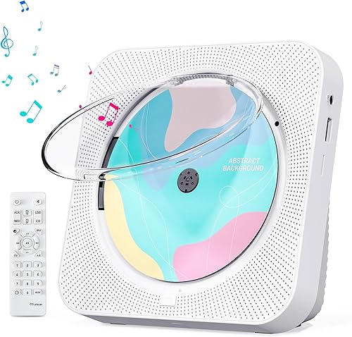 Reproductor de CD portátil con transmisor Bluetooth 5.1 y reproductor de CD de escritorio con altavoces de sonido de alta fidelidad, control remoto,