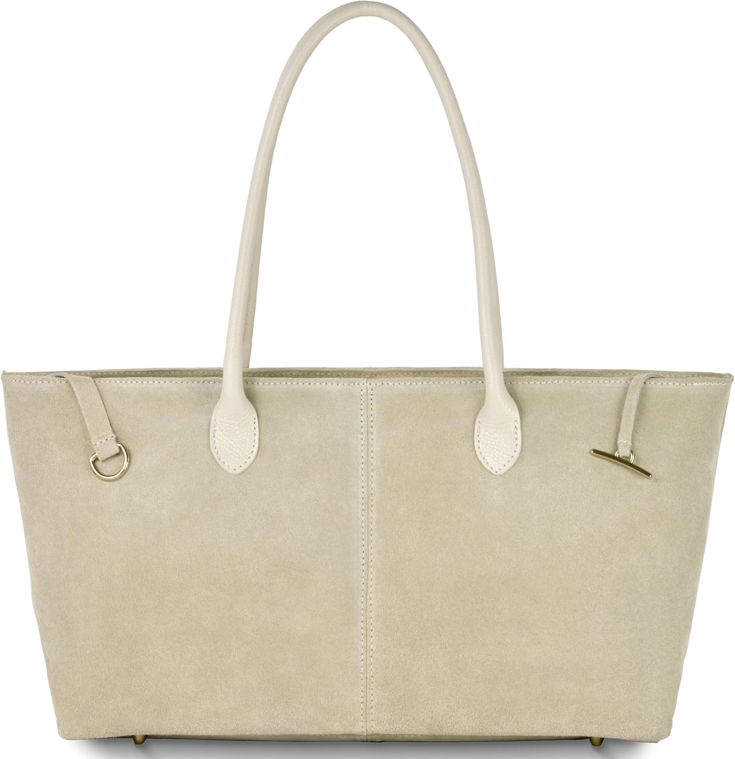 Italian Genuine Suede Tote Bag for Women with Long Handles & Relaxed Silhouette | Medium Designer Shoulder Satchel