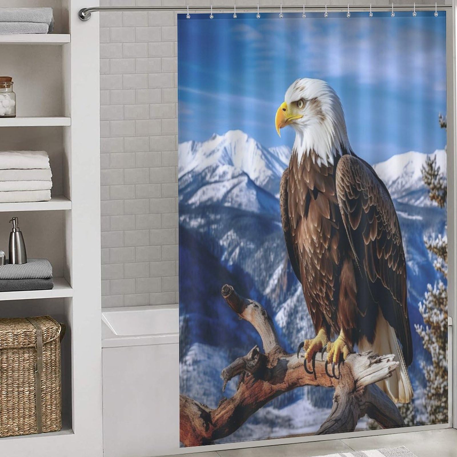 Rideau de douche Aigle anti-éclaboussures en tissu polyester lavable de 152 x 183 cm