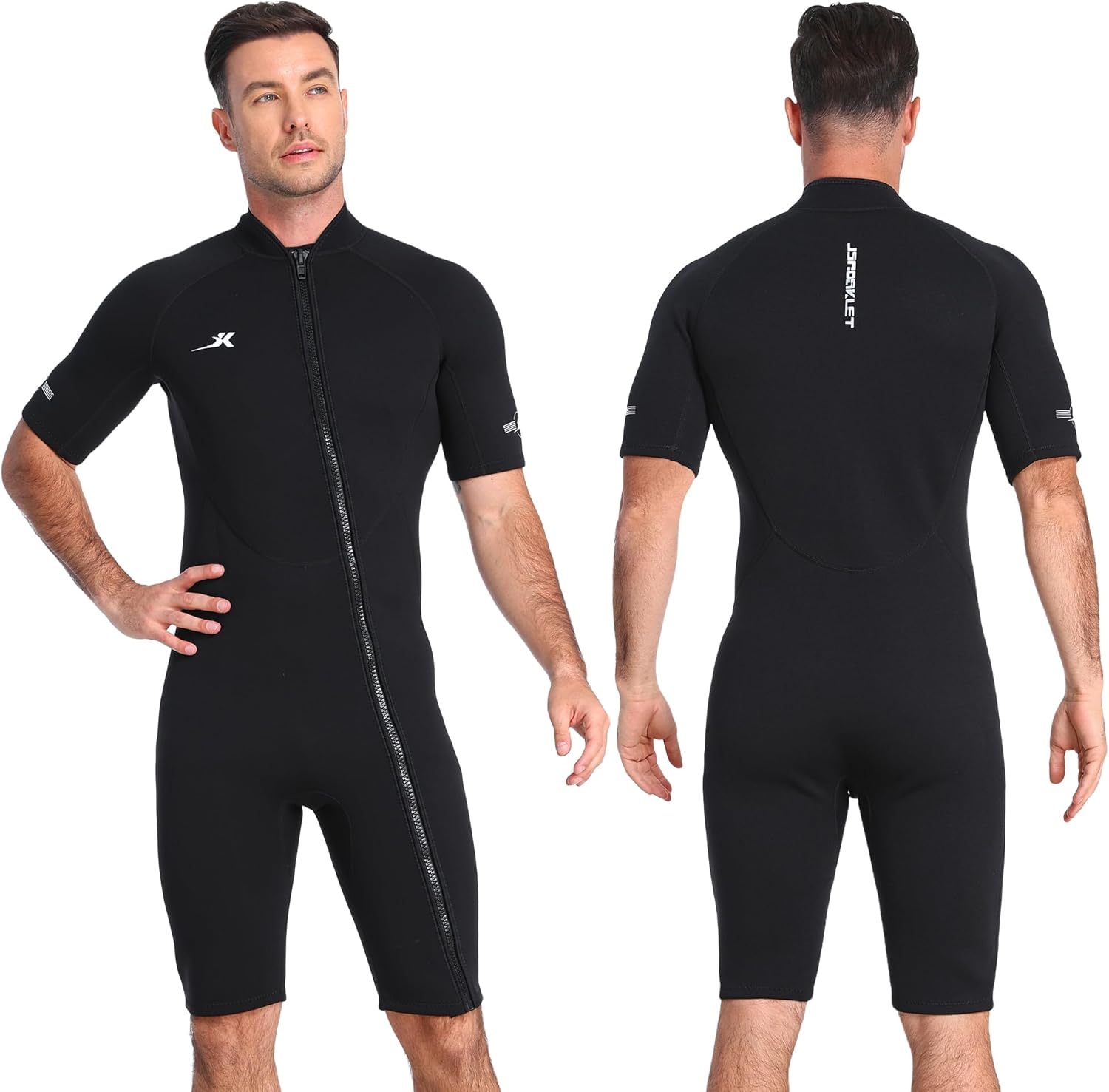 2mm Neoprene Shorty Wetsuit Mens with Front Zip, Diving Suits for Diving Snorkeling Surfing Swimming
