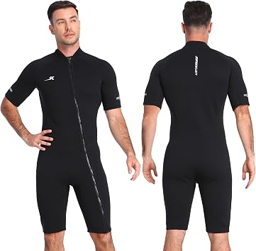 Shorty Wetsuit for Mens with Front Zip,Diving Suits | Neoprene Wet Suits Mens, Diving Snorkeling Surfing Swimming, Wet Suits for Men Keep Warm in Cold Water