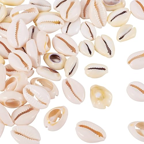 Miniatura 7 de Cheriswelry 100 cuentas de concha para hacer pulseras, conchas de cauri, cuentas espaciadoras de verano, playa, cuentas ovaladas para hacer