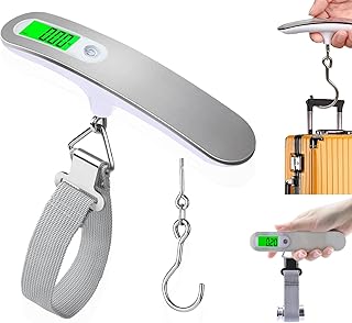 荷物 旅行はかり 携帯式デジタル スケール 便利 軽量 旅行用荷物はかり 電子はかり フックベルト両用 最大50kgまで量れる（シルバー）