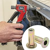 Vista 5 de 25 piezas de tuercas de remache de agarre múltiple de acero con vástago precurvado y acabado de zinc, tuercas de inserción roscadas de cabeza plana