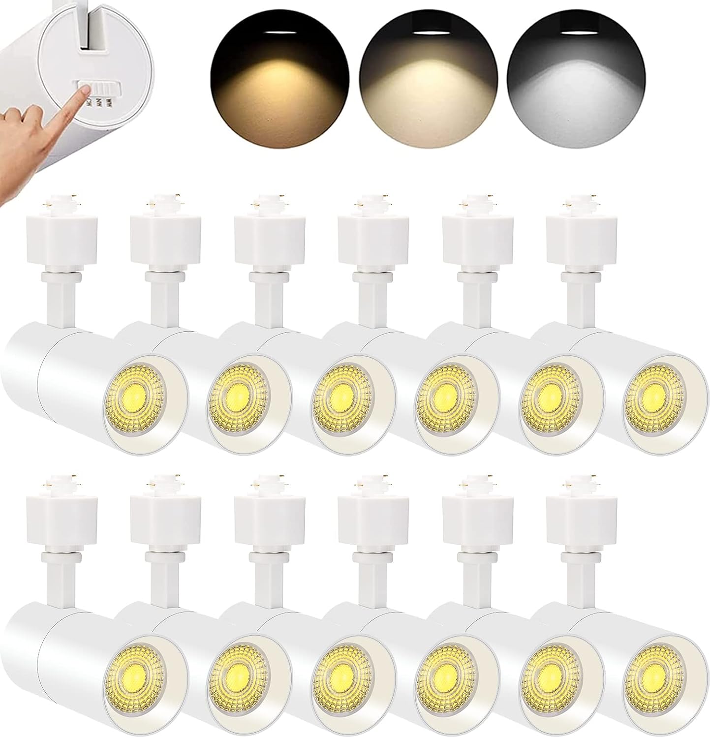 VANoopee 12 Pack 3Color 10W H Track Lighting Heads Dimmable LED Track