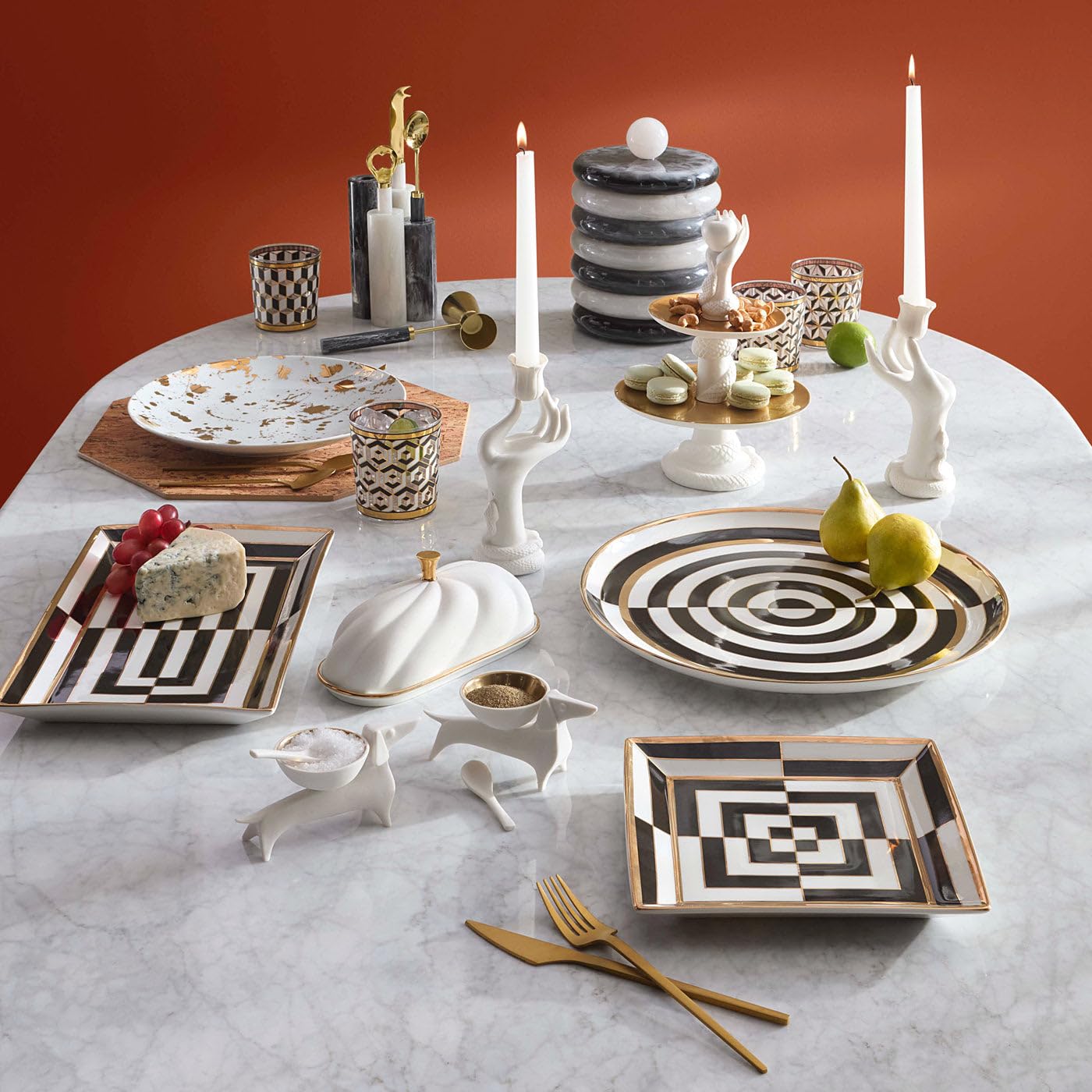 Jonathan Adler Bandeja de servir retangular Op Art : Amazon.com.br