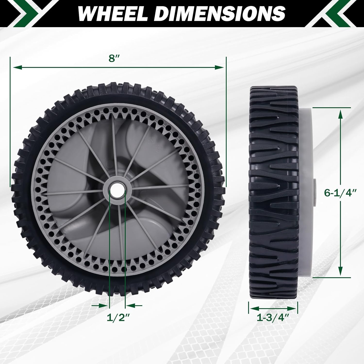 CheeMuii 4 Pack 583719501 Lawn Mower Wheels Kit 8" Push Mower Front Drive Wheels Replace for 532403111 194231x460 401274X460 532402657 etc