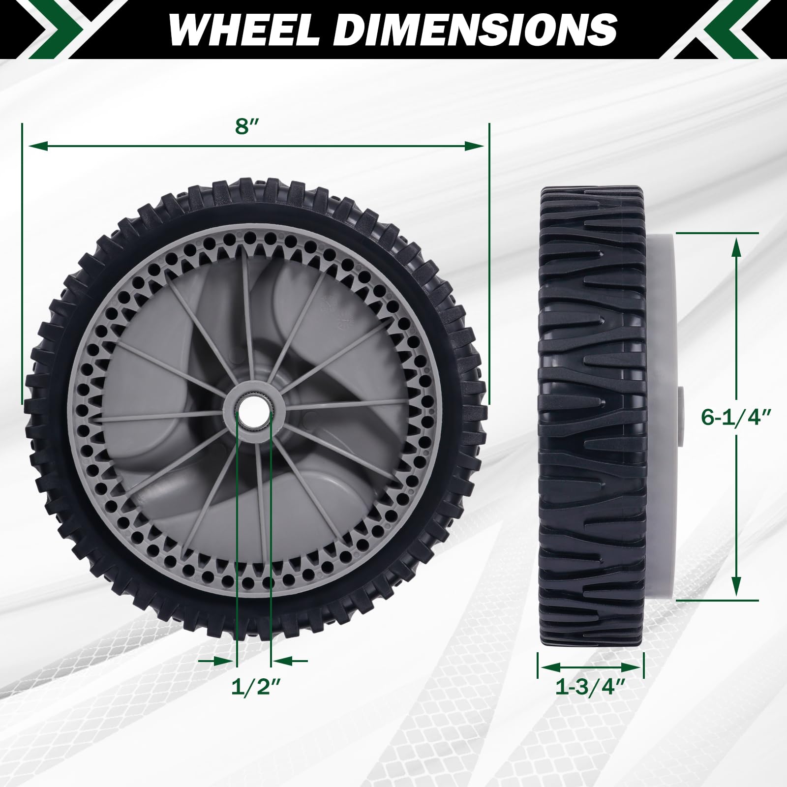 CheeMuii 583719501 - Ruedas para cortacésped, 2 unidades, 8 pulgadas, ruedas de transmisión delantera para cortacésped 532403111 194231x460 401274X460 532402657 para Oregon 72-344, etc