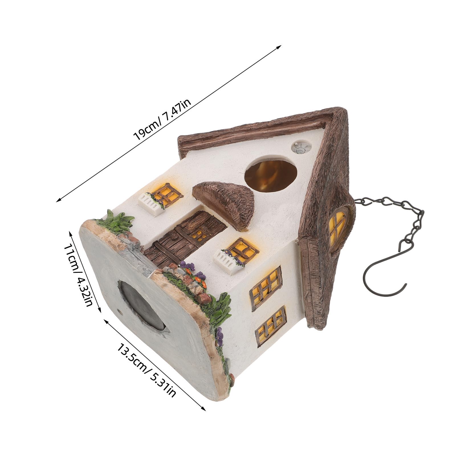 HEMOTON Casa para Pájaros de Resina Colgante con Techo de Paja para Jardín, Resistente la Intemperie, Decoración Exterior Adecuada para Aves Naturales y Cercas
