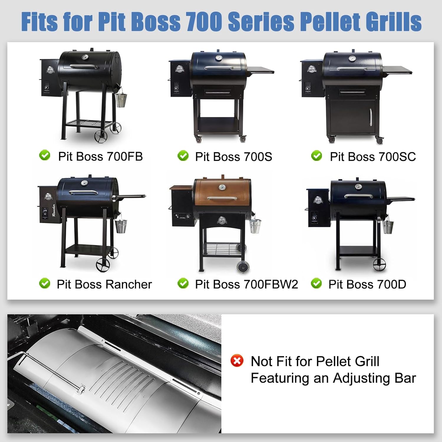 PB700FB Flame Broiler Kit for Pit Boss 700 Series Pellet Grills, Slide Cover and Bottom for Pit Boss PB700FB PB700FBW2 PB700R1 PB700S PB700SC PB700D Replacement Parts, Pit Boss Accessories
