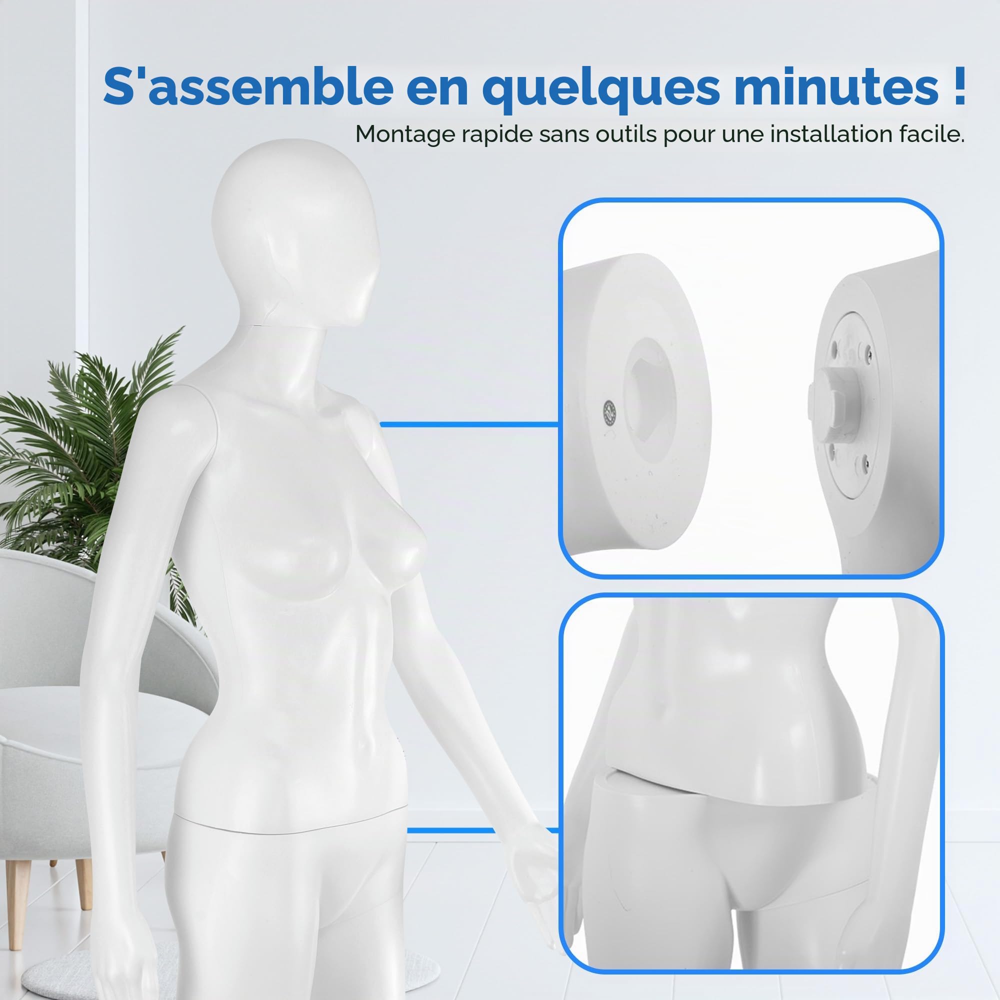 SereneLife Mannequin Femme Corps Complet 175 cm – Mannequin Vitrine Articulé avec Tête Réglable, Membres Flexibles, Base Stable et Design Démontable pour Boutique, Magasin et Exposition