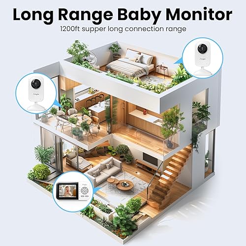 Miniatura 4 de Monitor de bebé de video de 2 cámaras, dos modos, pantalla IPS de 2.8 pulgadas, visión nocturna, conversación de 2 vías, alcance de 1200 pies, VOX,