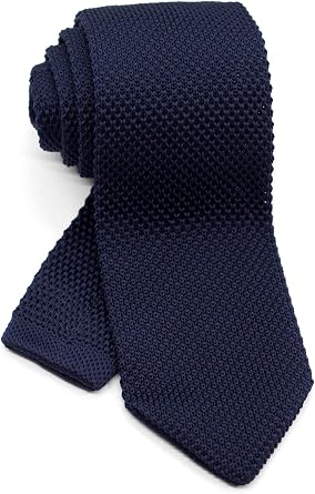 Mens Pointed Knit Tie Necktie Width 2.75 inches Washable Solid Color Navy Blue