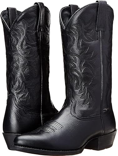 Miniatura 5 de femflame Botas de vaquero para hombre, punta redonda, desgastadas, botas de trabajo bordadas, botas western tradicionales, botas de campo