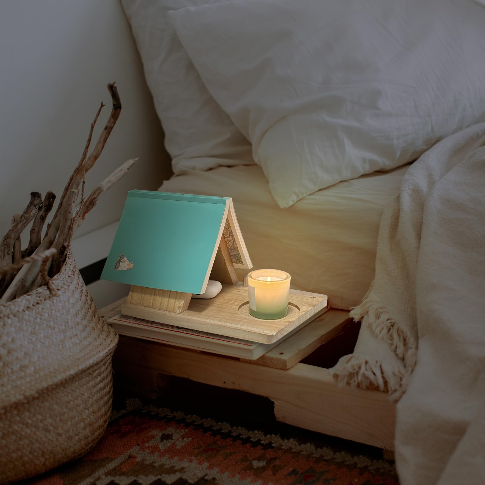 Support Triangulaire Pour Livre Teppellze – Idéal Pour Lire Mains Libres, Avec Porte-gobelet Intégré – Petit étagère De Bureau Ou Chambre