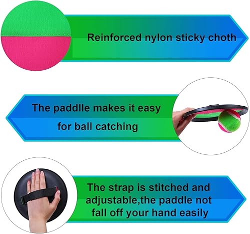 Miniatura 4 de Aneco Juego de palas de disco y pelota de lanzamiento con bolsa de almacenamiento, 6 paletas y 6 pelotas