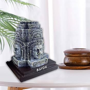 石彫　四面仏頭　カンボジア製 Amazon.co.jp: 微笑む四面仏陀装飾飾り、カンボジアアンコールワット
