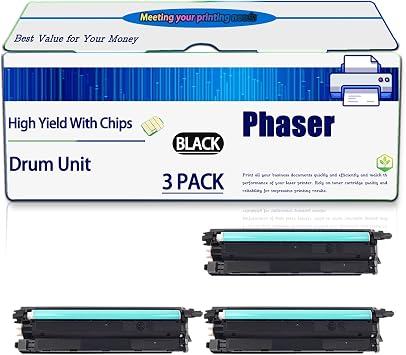 Compatible for Xerox Phaser 6510 6515 Drum Unit Phaser 6510 6510DN 6510DNI 6510DNM 6510N WorkCentre 6515 6515DN 6515DNI 6515DNM 6515N Printers, High Yield 48000 Pages, with Chip 3 Pack Black