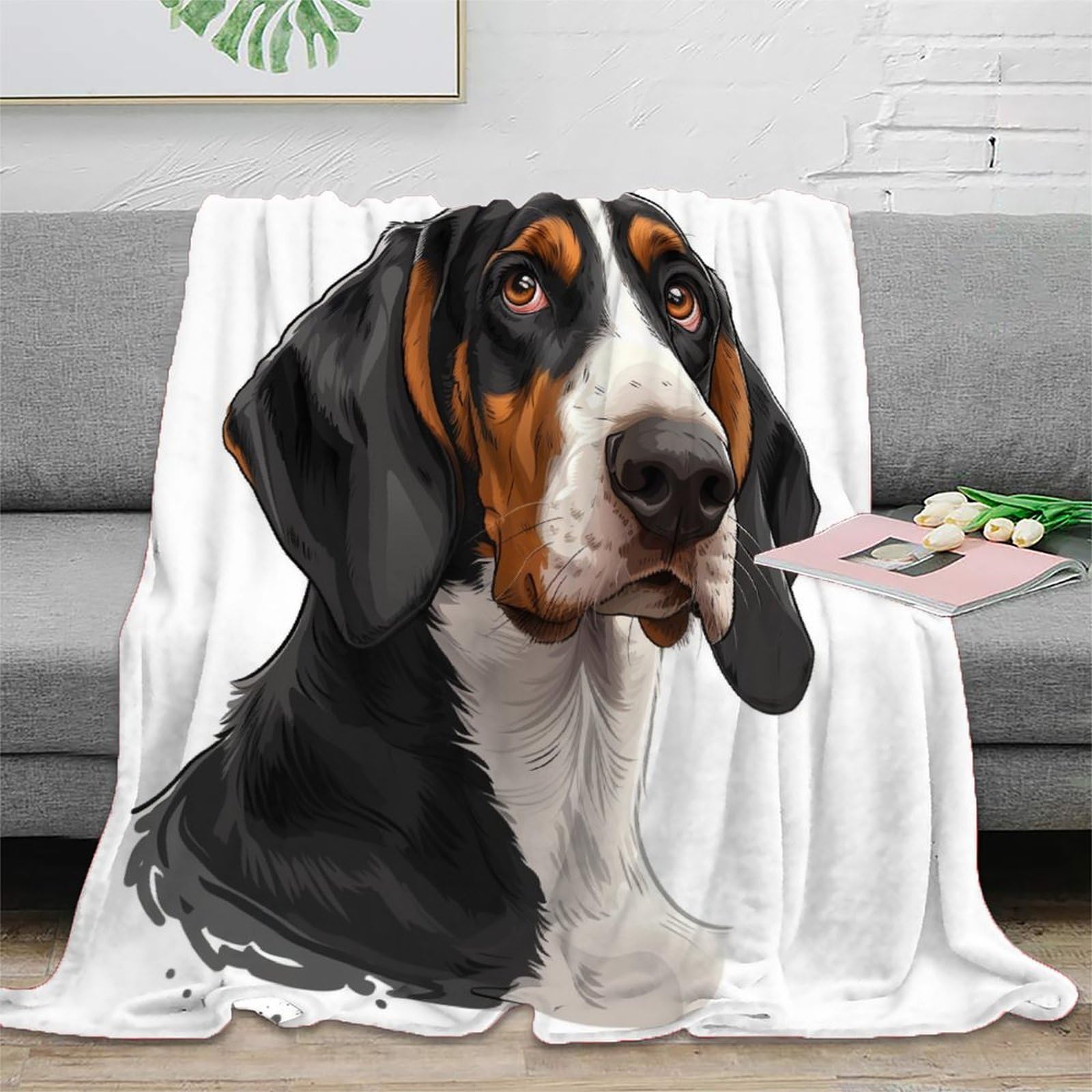 Couverture beagle en flanelle douillette pour soirées cocooning sur le canapé et voyage