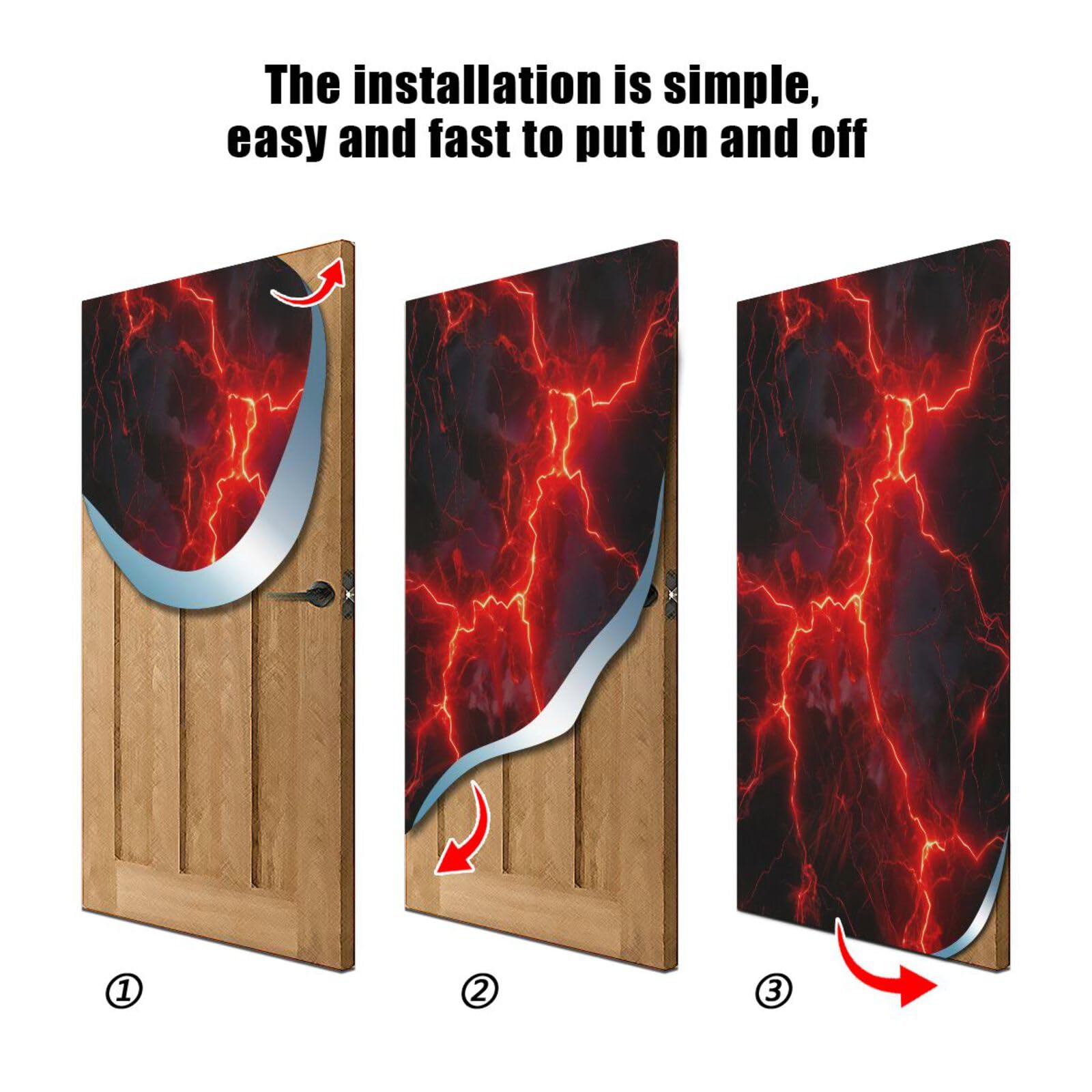 FLildon Red Lightning Door Cover Decoration, Party Accessory Porch Decor for Festive Ornament Room Door Covers 36 x 98 Inch