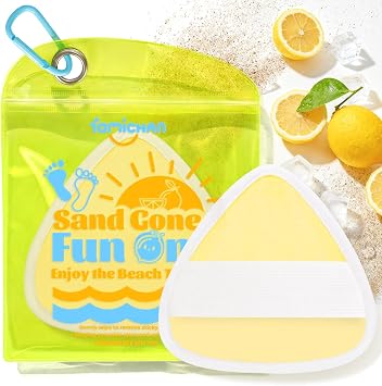 famichan Triangle Sand Remover Eraser Wipe, Beach Sand Removal Bag, Family Vacation Essentials for Women, Cruise Travel Accessories, Boys & Girls Beach Must Haves-Yellow